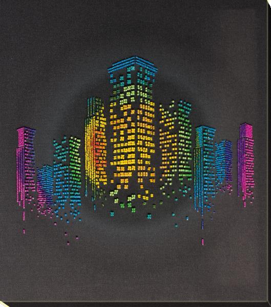 Bead embroidery kit Night in the city needlework kit Art canvas beadwork pattern