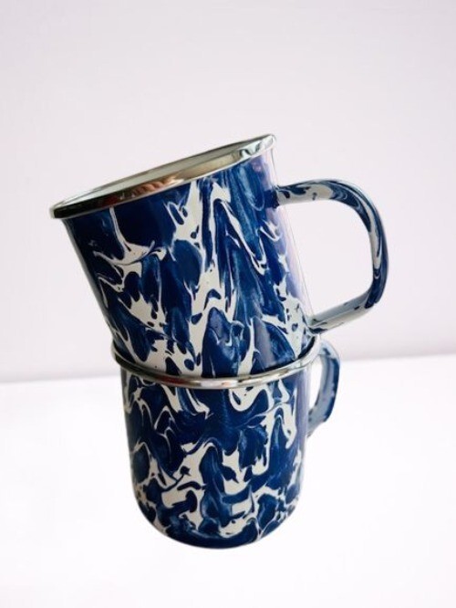 New! Set of 2 Cobalt Swirl 12 oz. Mug by Golden Rabbit