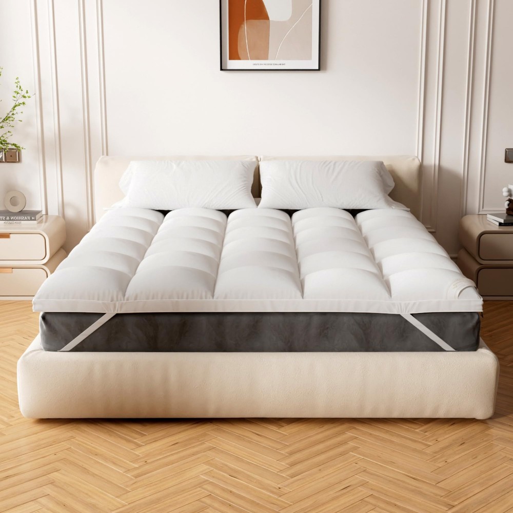 Extra Thick Fitted Mattress Topper - Queen Size | Soft & Cooling Pillow Top M...