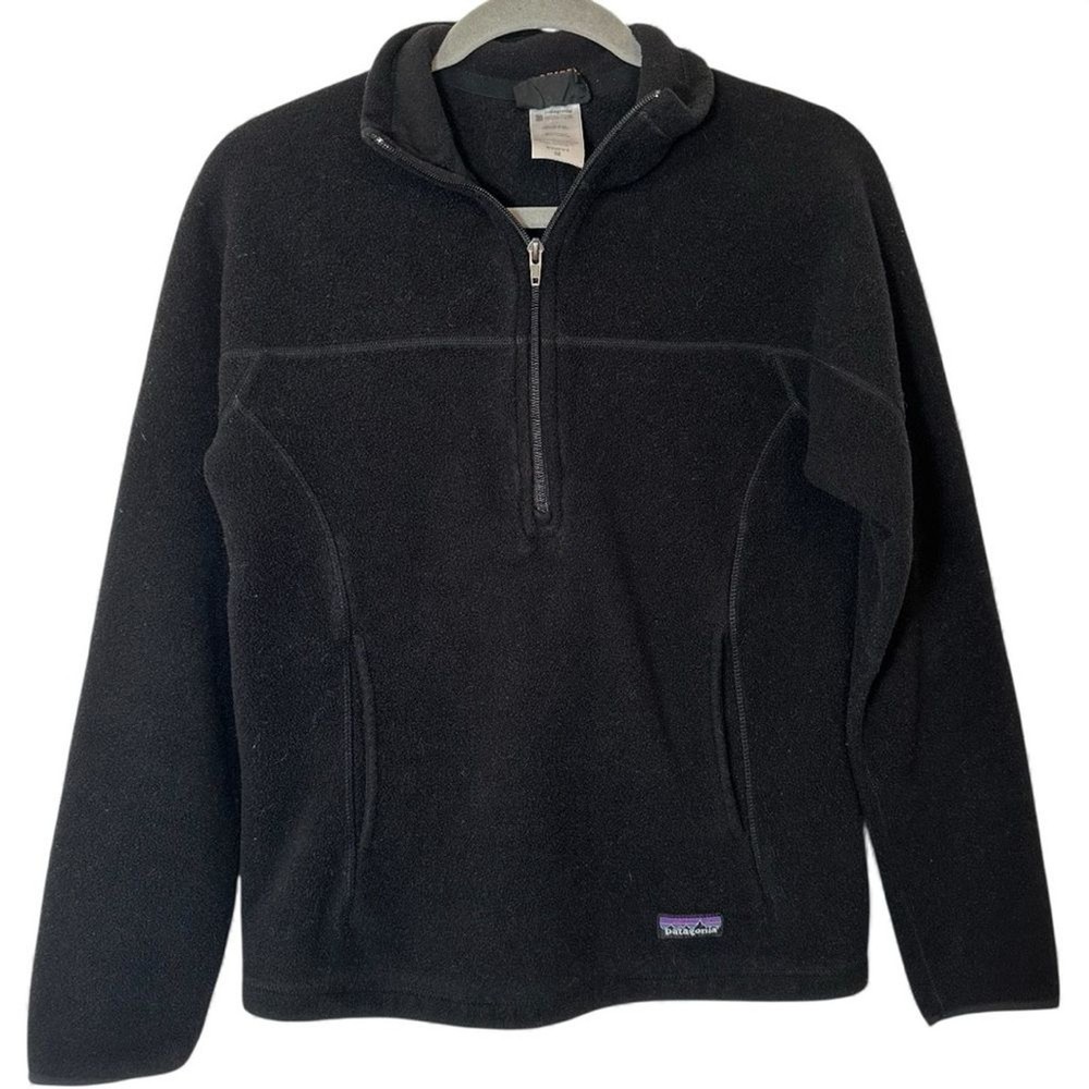Patagonia Synchilla Marsupial black fleece jacket 1/2 Zip Pullover Womens Medium