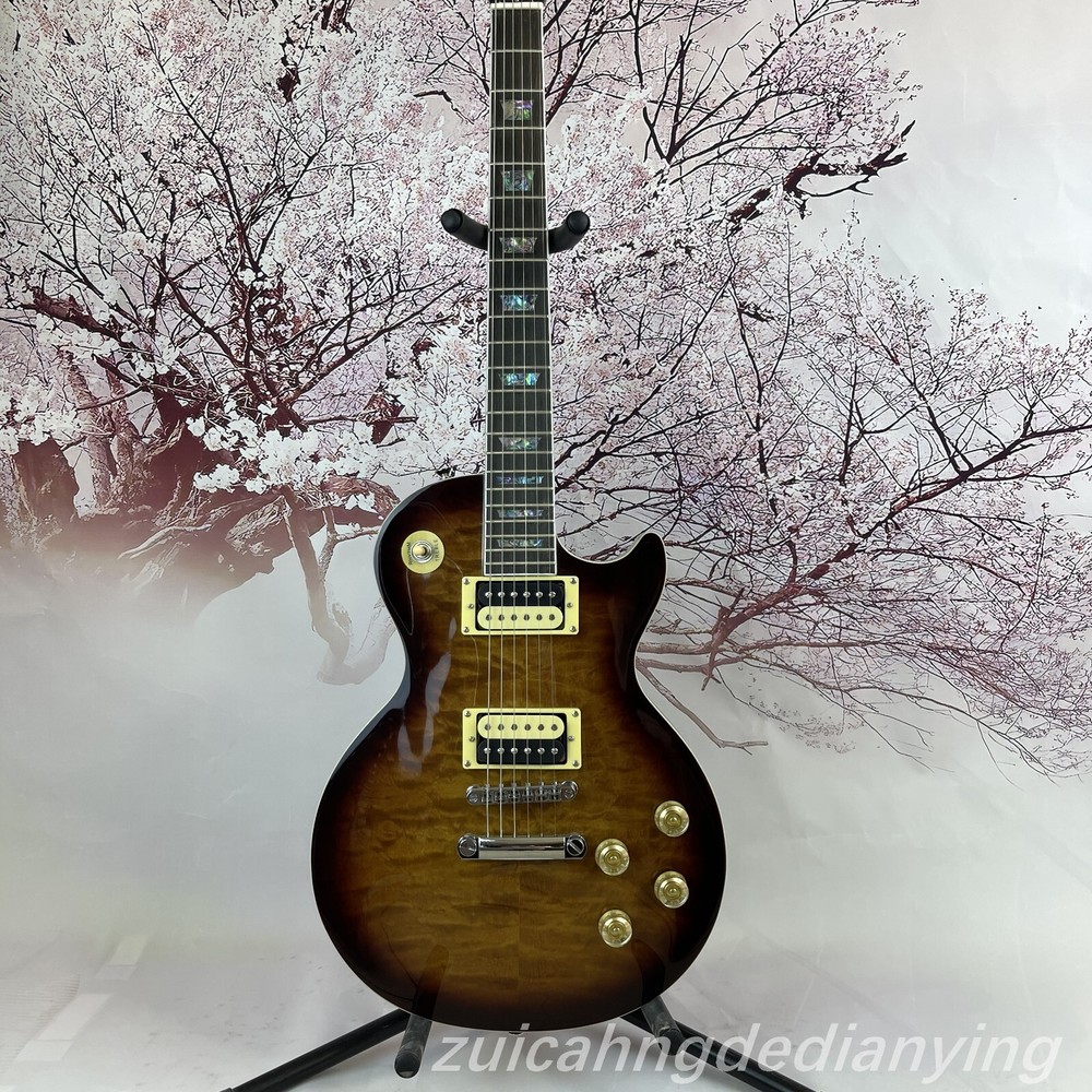 LP Brown Quilted Maple Top Electric Guitar Zebra pickup Limited time offer US-image