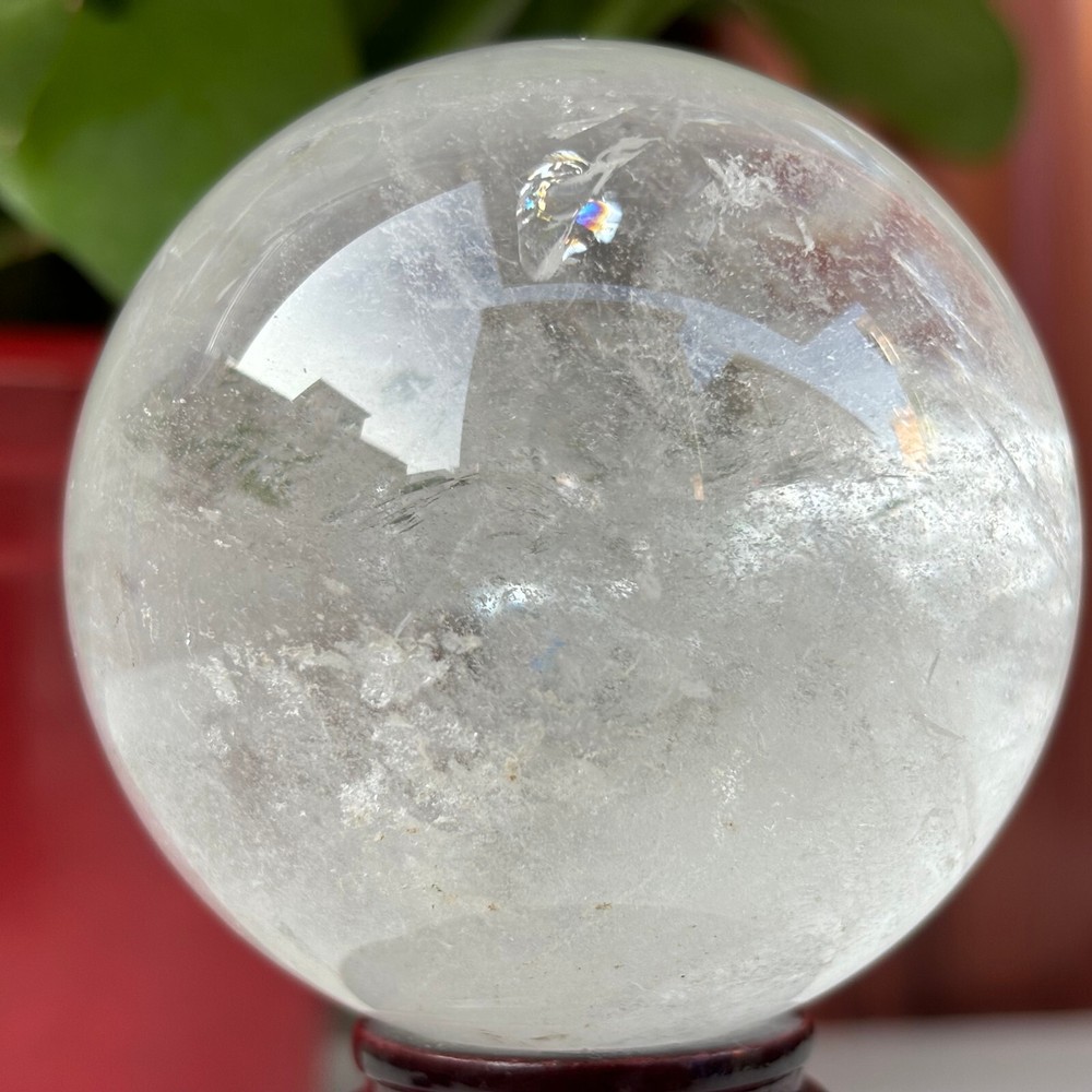 407g Natural White Clear Crystal Ball Quartz Gemstone Sphere Reiki Healing