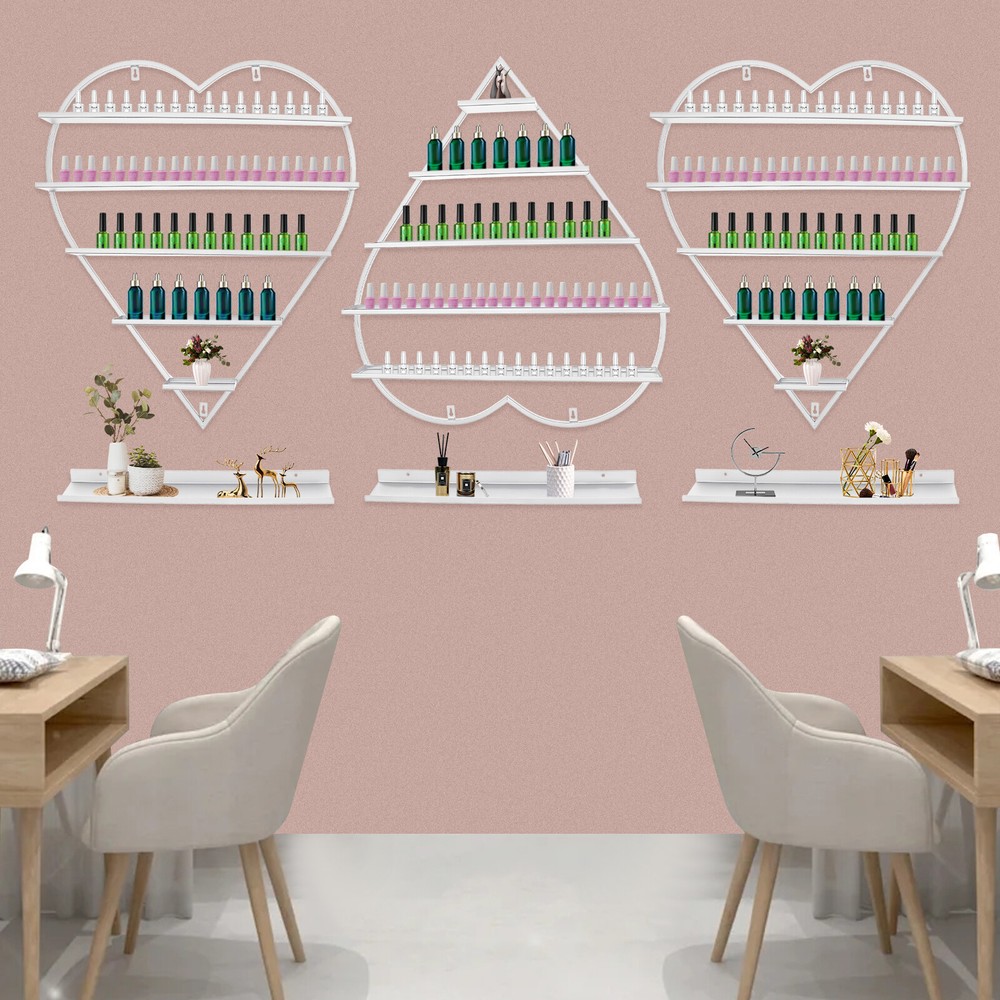 White Wall Nail Polish Storage Racks Heart-shaped Display Rack Polish Organizer