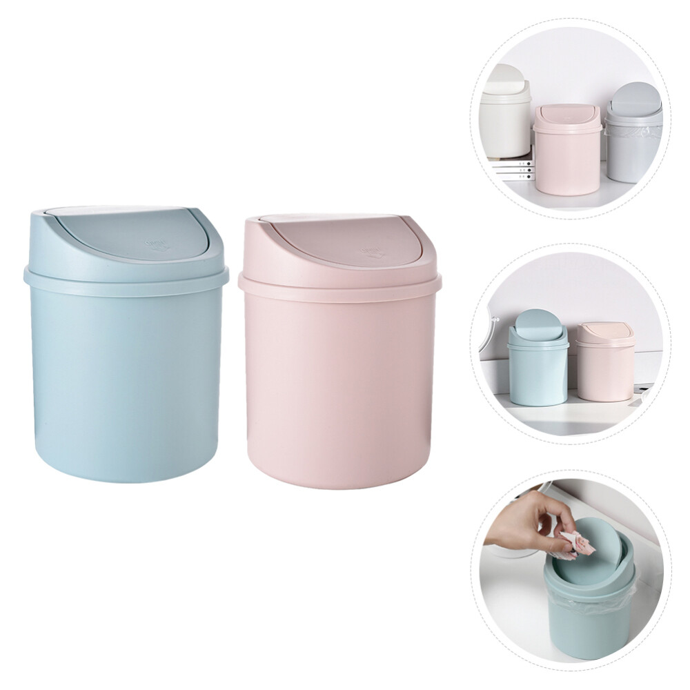 2 Pcs Car Trash Can with Lid Garbage Mini Affordable Bin Office