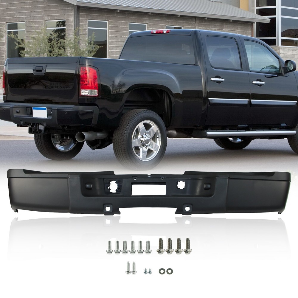 Black Rear Step Bumper for 2011 2012 2013 Silverado Sierra 2500 3500 HD w/o Park