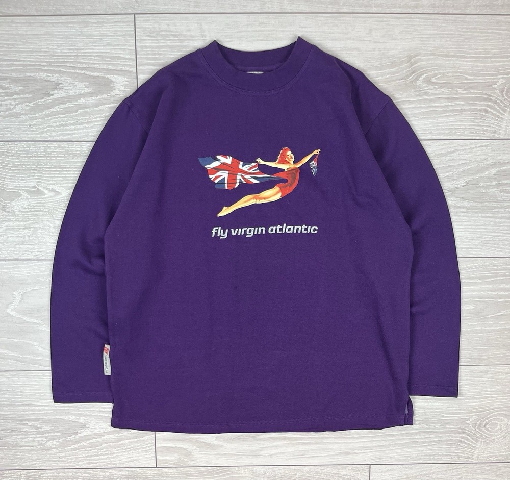 Fly Virgin Atlantic Vintage 90s Princessa Diana Sweatshirt One Size Unisex