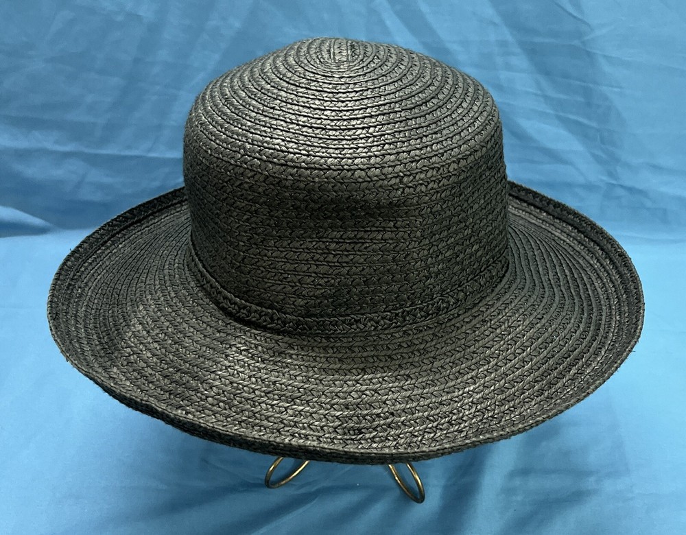 BETMAR Black PAPER BLEND STRAW Wide Brim FLOPPY Outdoor BOW Beach/Sun Hat OSFM
