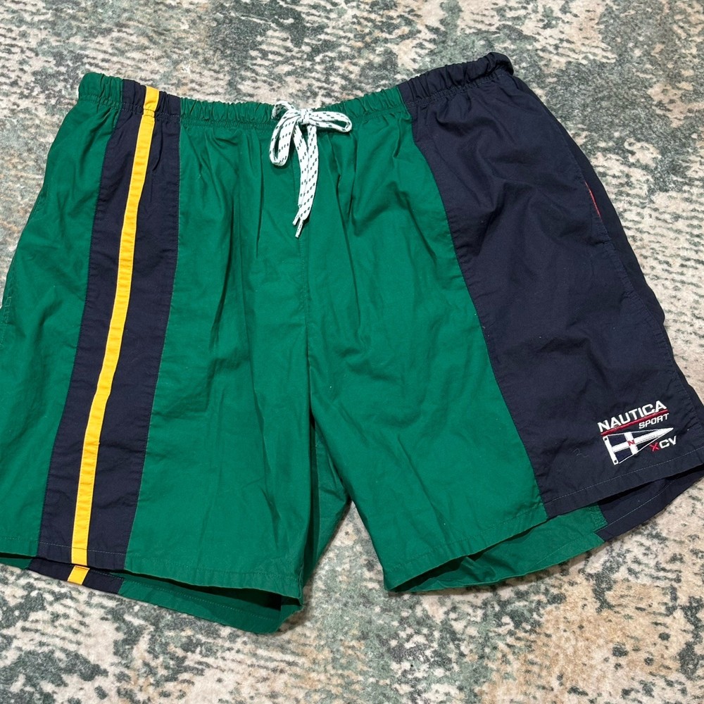 Vintage 90s Nautica Color Block Swimming Trunks XL EUC