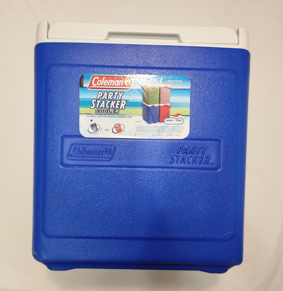 Coleman PARTY STACKER Cooler Flip Top Lid Ice Chest BLUE Model 6224 USA Made