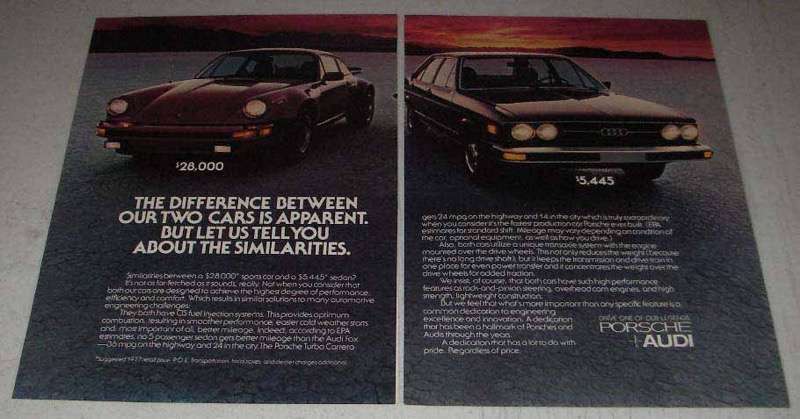 1977 Porsche 911 Turbo Carrera and Audi Fox Vintage 2-Page Car Ad