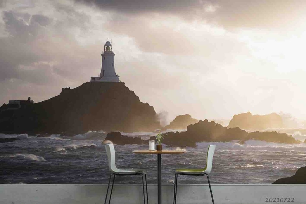 3D Ocean Mountains Lighthouse Scenery Wall Murals Wallpaper Murals Wall Sticker