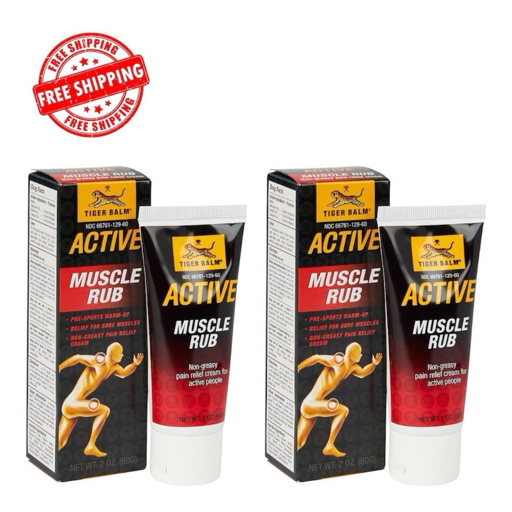 2 X Tiger Balm Active Non-Greasy Muscle Rub Pain Relief Cream 60g Free Shipping