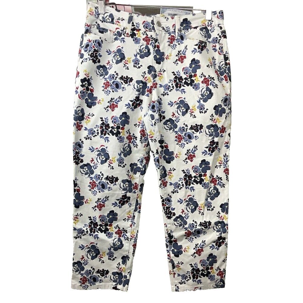 Charter Club Womens Floral Bristol Capri Jeans Size 8 Cottagecore Feminine Y2K