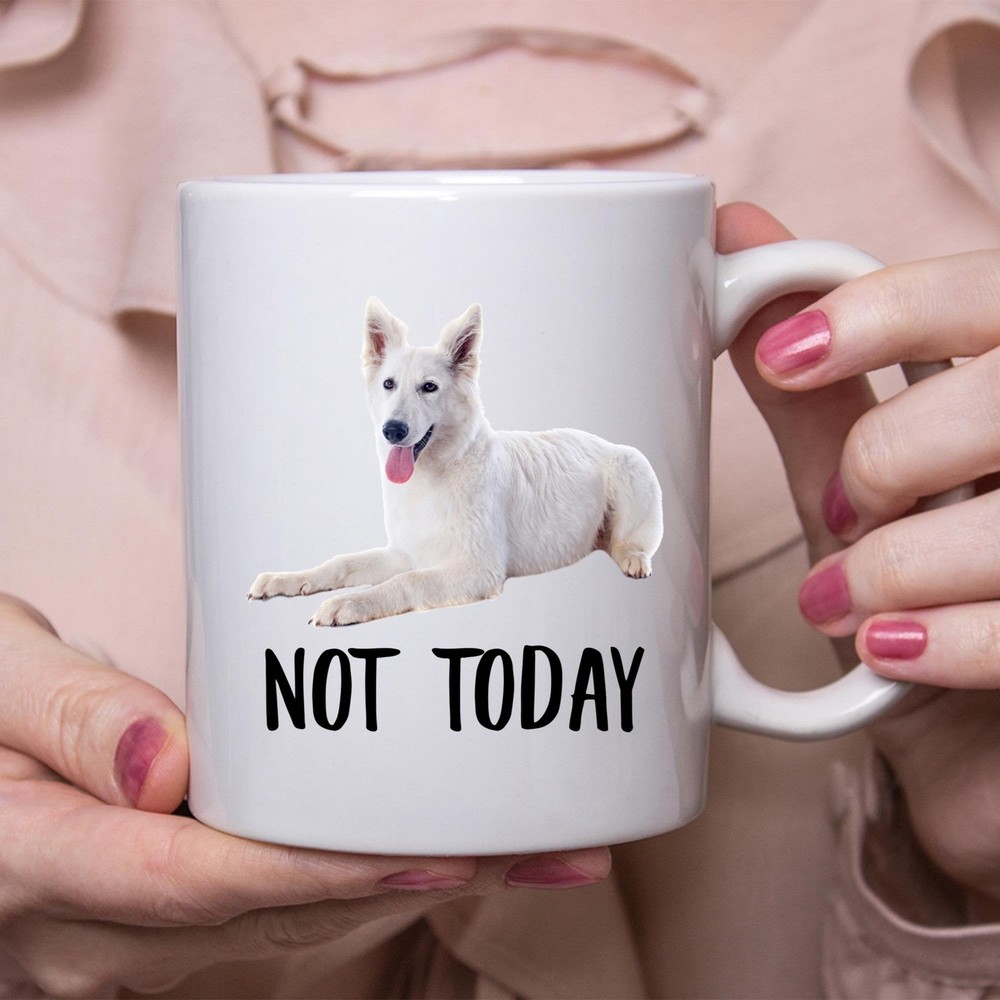 Funny Lazy Dog Mug Gift for White Shepherd Lovers and Dog Moms