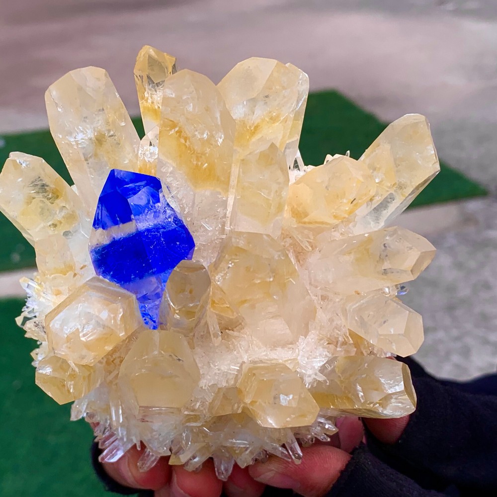 1.56LB Yellow Phantom Quartz Crystal Cluster Mineral Specimen for Collectors  