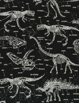 Glow in Dark Fabric | Dinosaur Bone Skeleton Fossil | Timeless Treasures YARD
