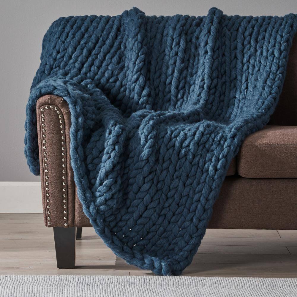 Marnie Blue Acrylic Throw Blanket