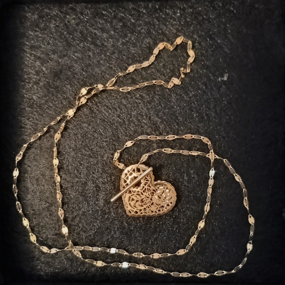 14K Gold Filigree Heart Necklace