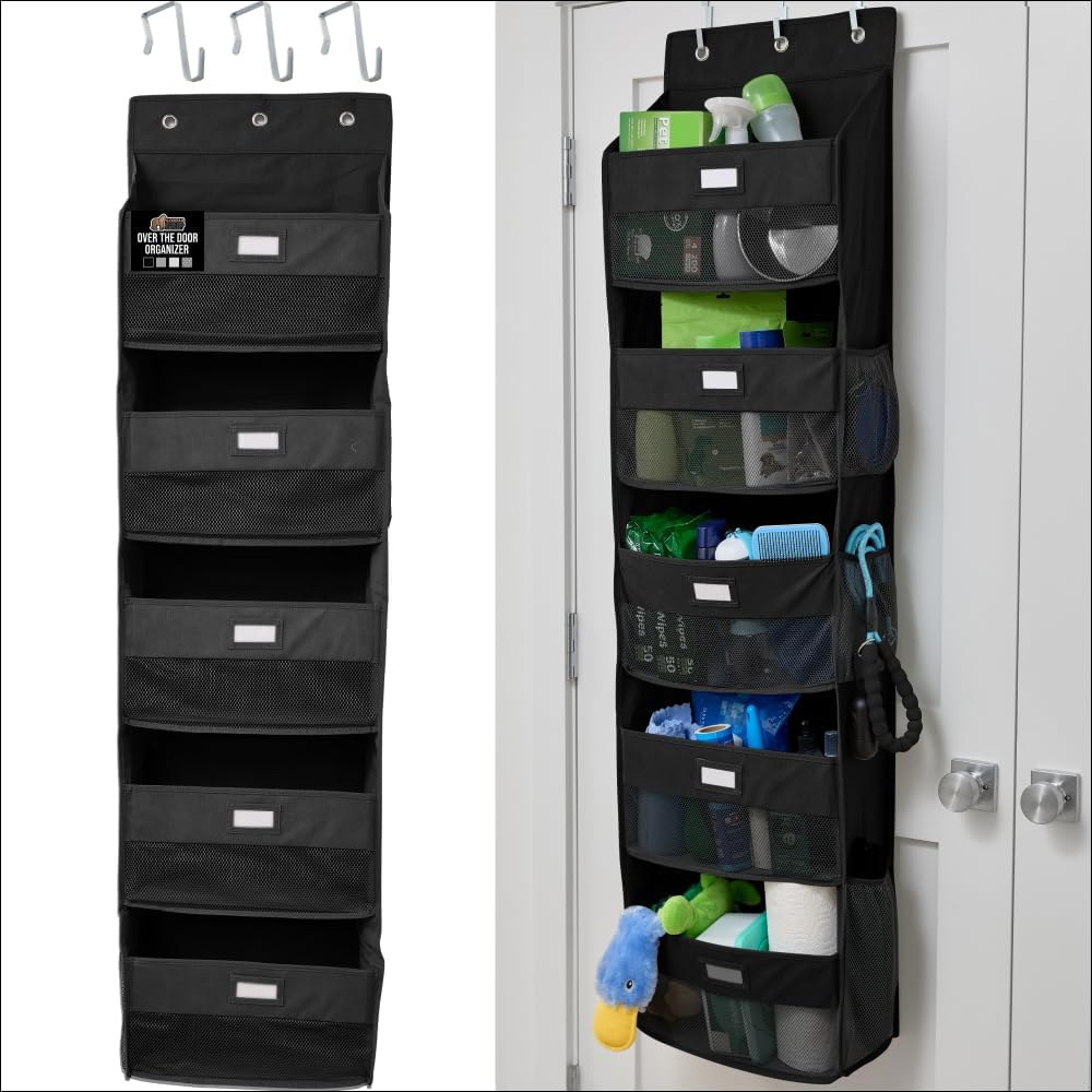 over the Door Organizer Storage, 5 Deep Hanging Shelves, Holds 50Lbs, Closet Org