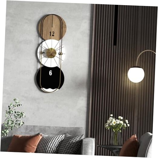 Mid-Century Modern Wooden Wall Clock 31x11 Inches Stylish Decorative Design