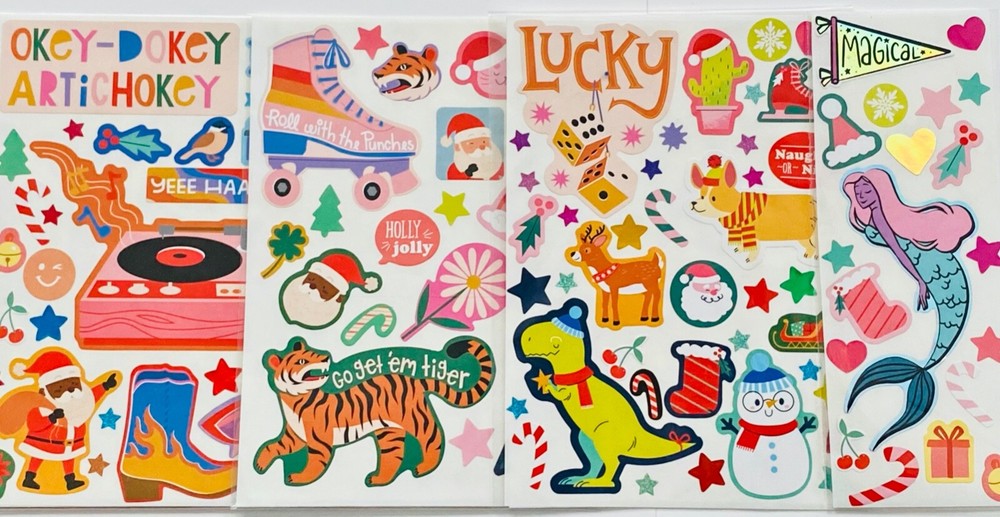 150+ Christmas Sticker Lot Candy Canes Snowman Penguins Polar Bear Xmas Hat Gift