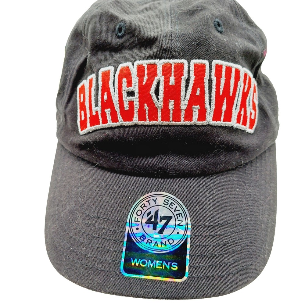 Chicago Blackhawks NHL Vintage Hockey Hat Strapback Buckle Black Womens