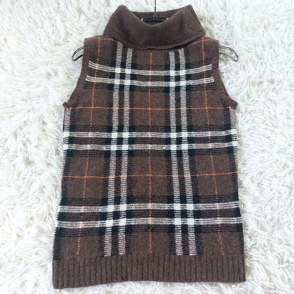 Burberry London Nova Check Camel Turtleneck Sweater Vest New