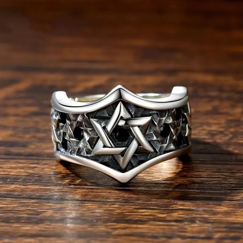 Adjustable Star of David Ring - Unisex Design