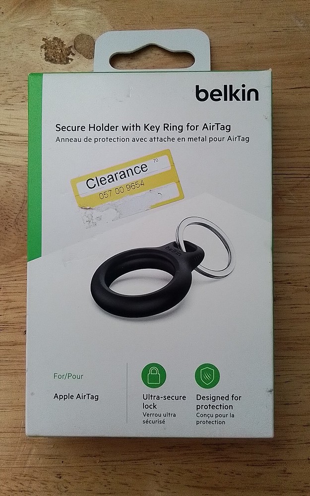 Belkin AirTag Secure Holder with Key Ring in Black - Durable & Stylish Protection