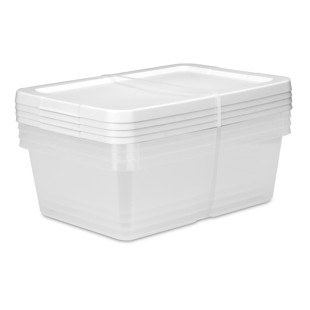 Sterilite 4-Pack 12 Quart White Storage Boxes with Secure Snap-on Lids  