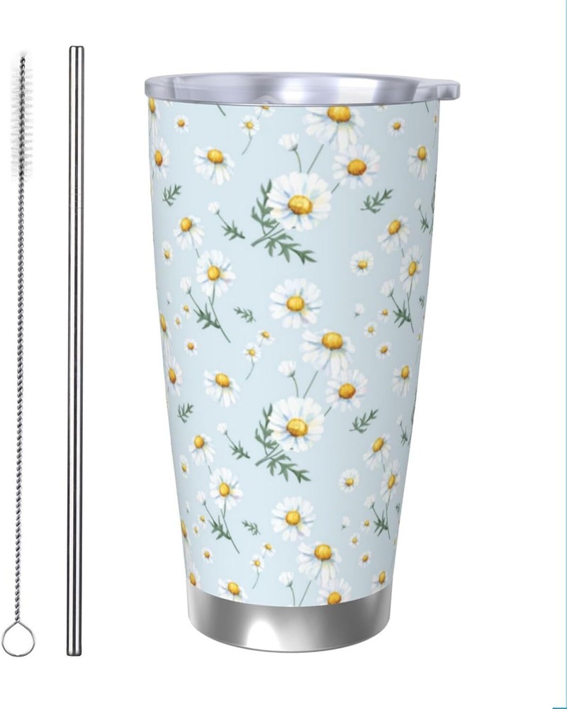 Daisy Flowers Tumbler 20oz Floral Stainless Steel Vacuum Insulated Tumblers with