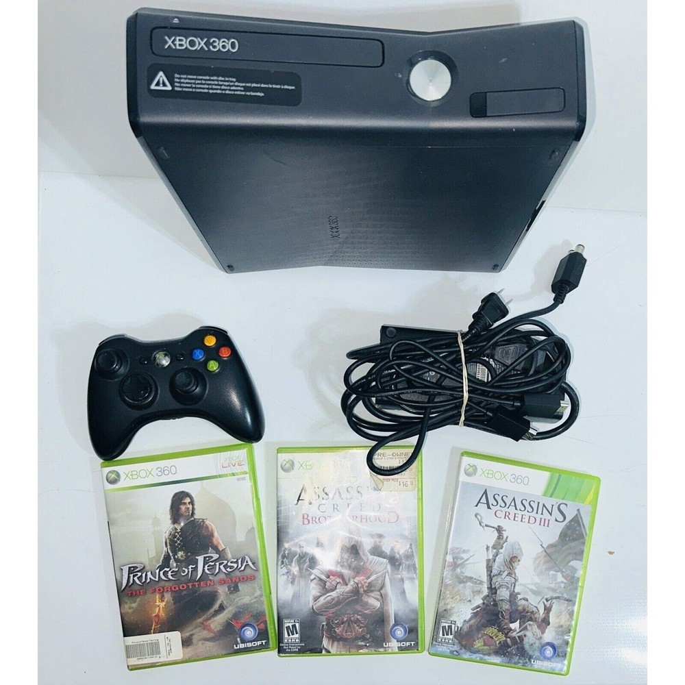 Microsoft Xbox 360 S Slim 250gb 1439 Console 3 Games WORKING Controller HDMI
