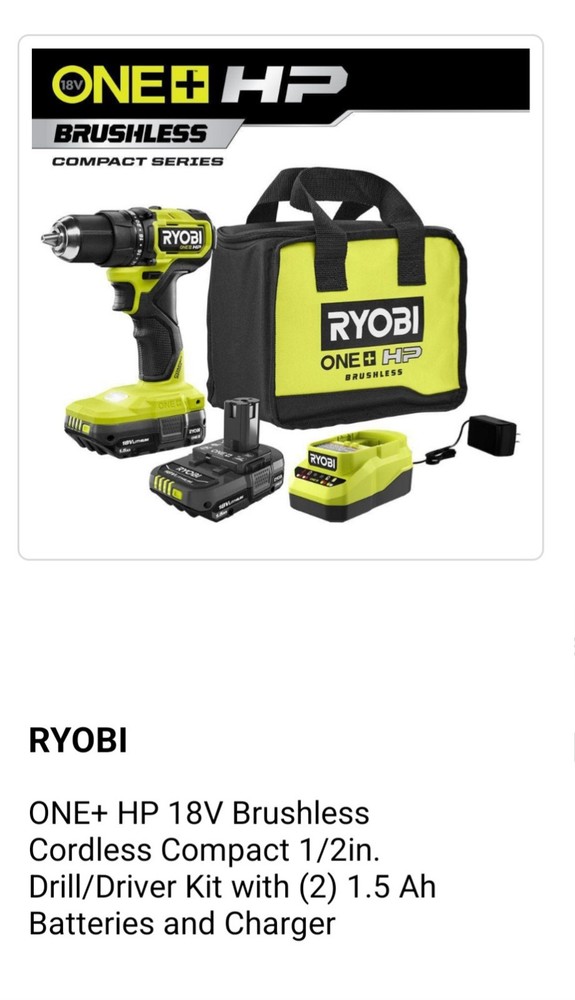 Ryobi One+ HP 18V Brushless Cordless Compact 1/2