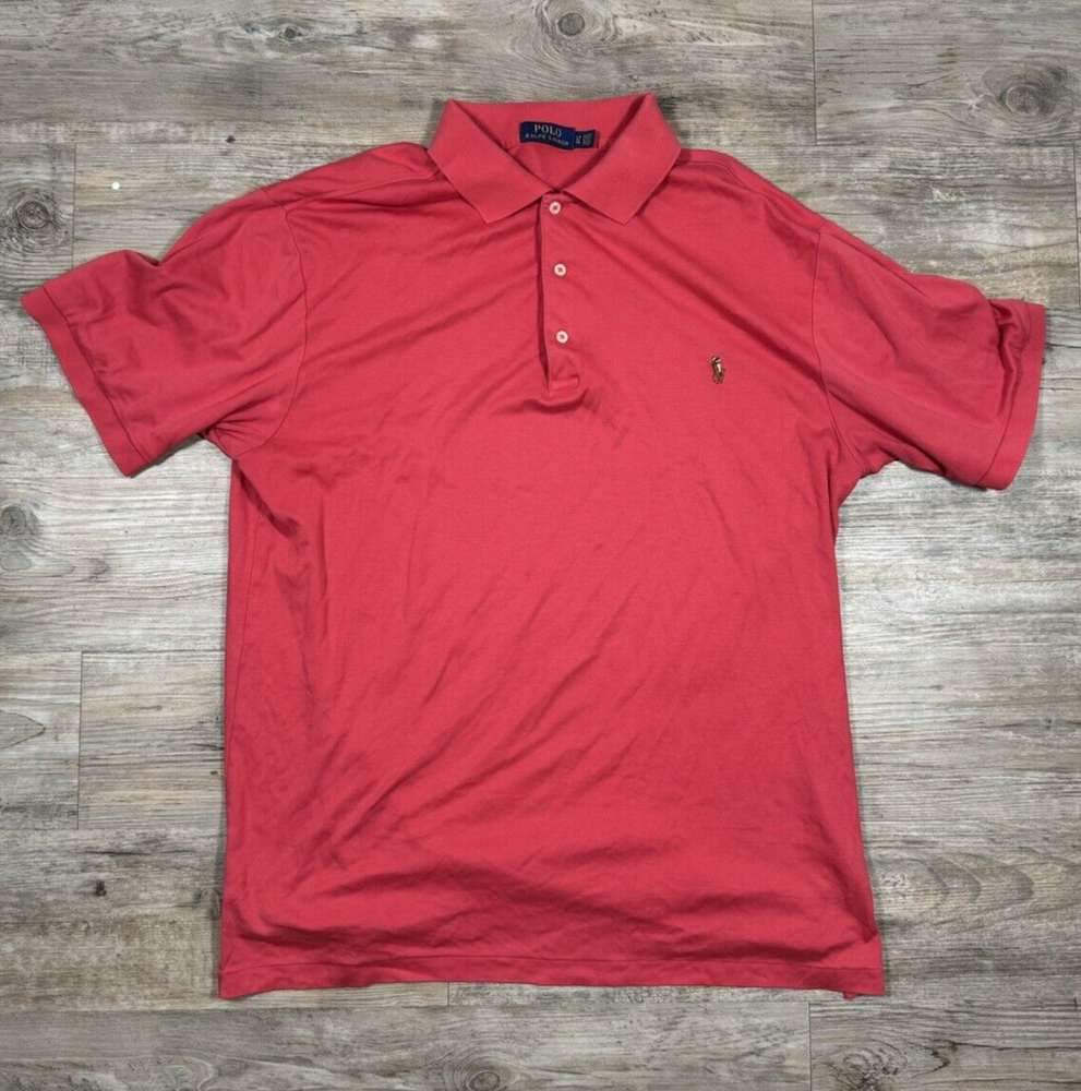 Polo Ralph Lauren Shirt Men's LT Pink Flesh Pony Pima Soft Touch Preppy