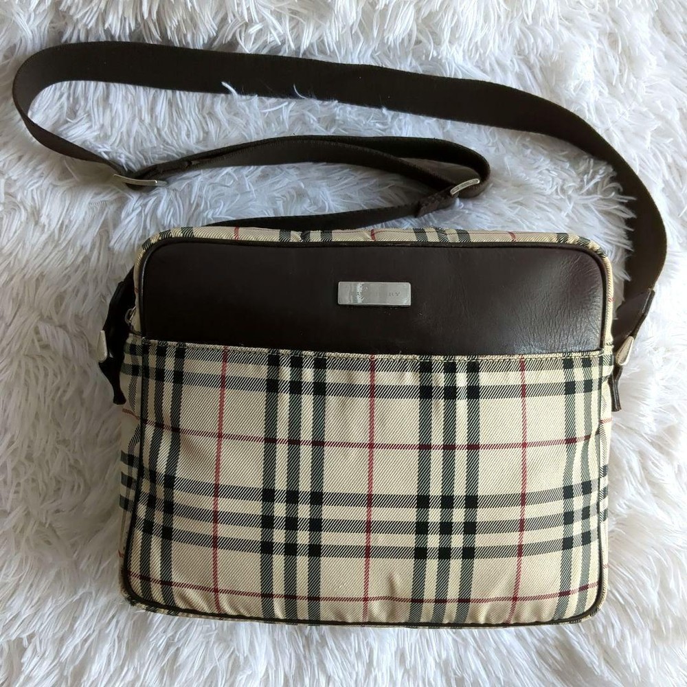 Burberry Shoulder Bag Nova Check Canvas Beige Authentic F1205340