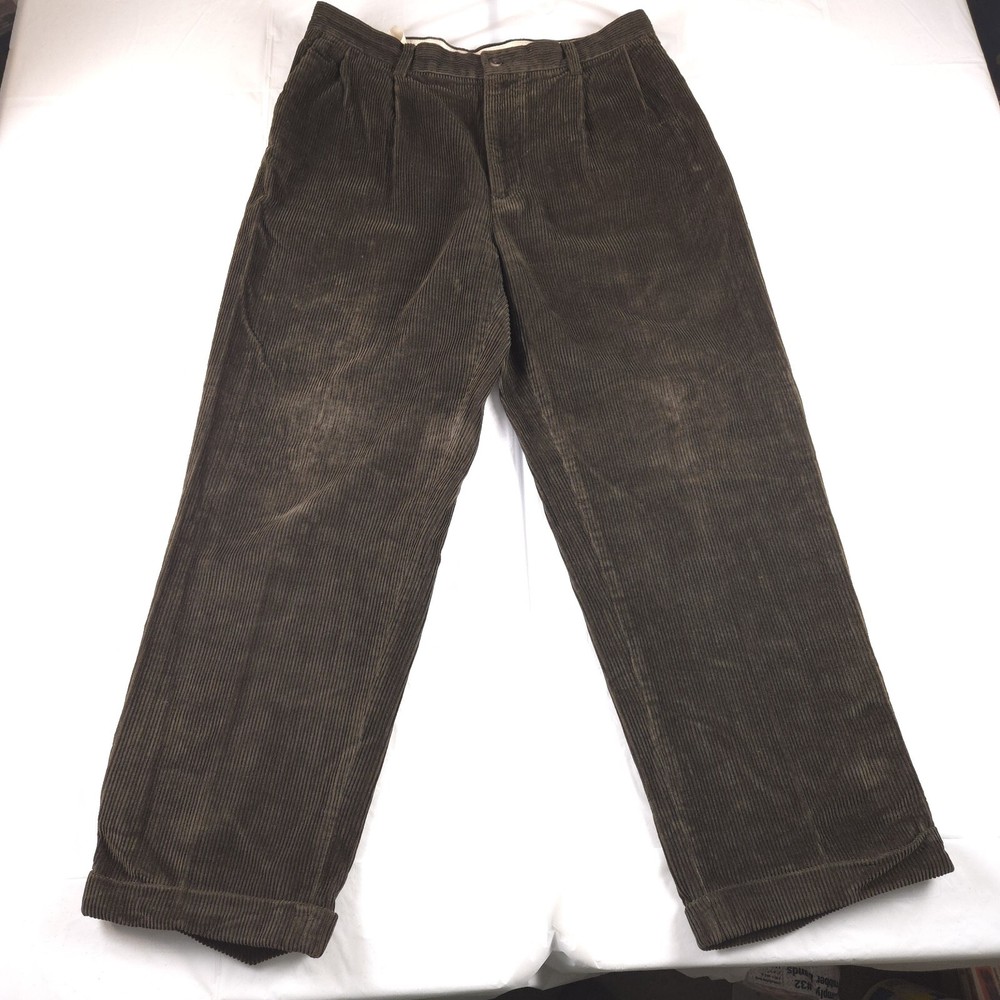 Vtg Nautica Corduroy Pants Baggy Skater Grunge Brown Wide Wale Classic Fit 34x28