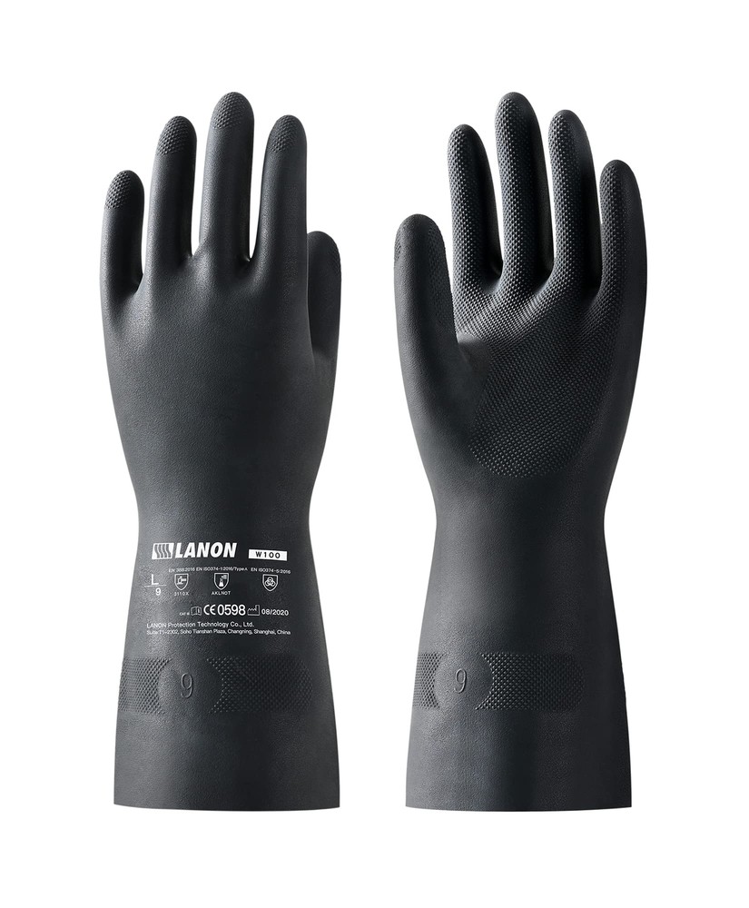 LANON Rubber Chemical Resistant Gloves, Reusable Heavy-duty Safety Work Glove...