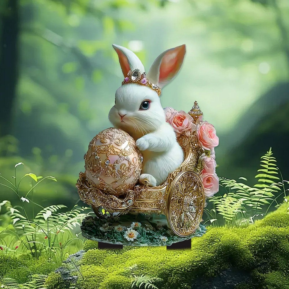 Easter Bunny Stake Yard Stakes Easter Garden Stake for Patio Backyard Fence