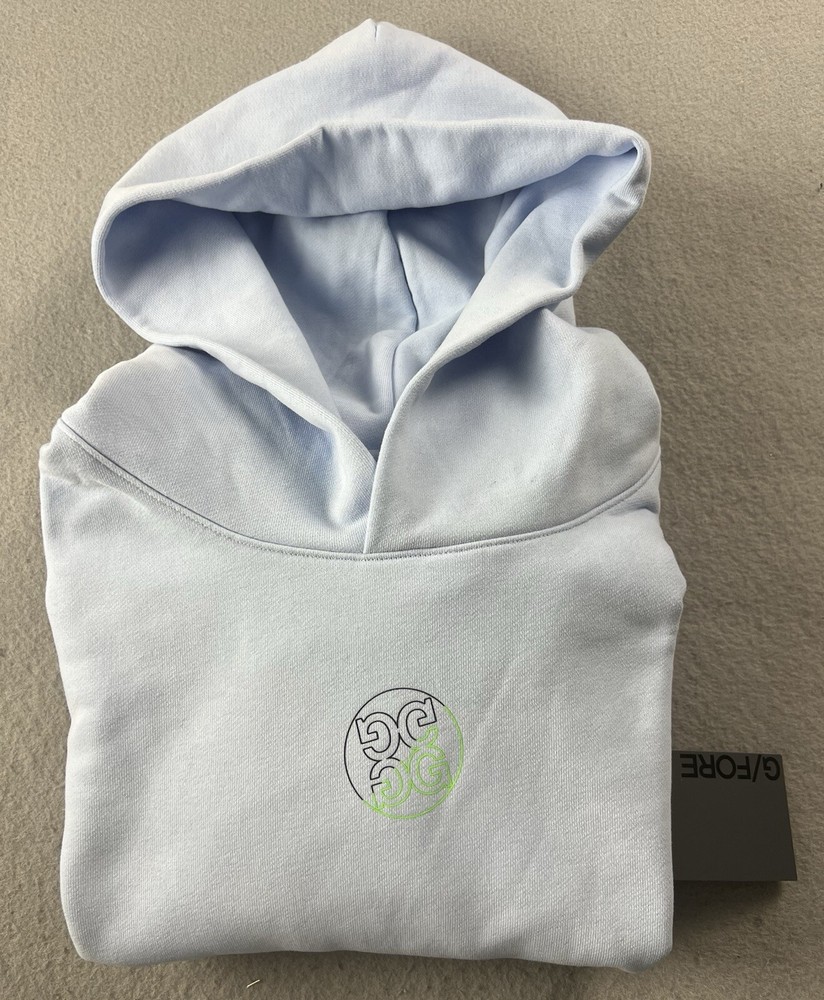 G/Fore G4 Worldwide Terry Golf Hoodie Pullover Oversized Sky Blue Size M NWT