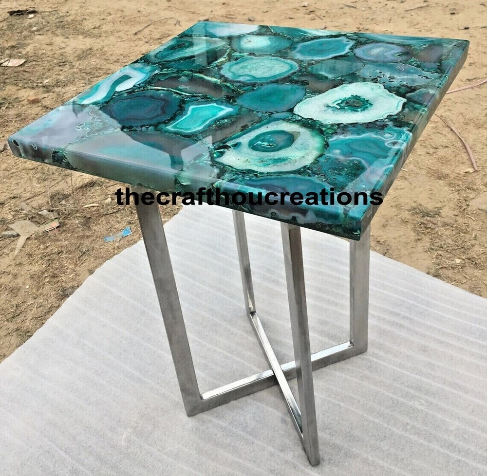 15x15 Green Agate Square Coffee or Console Table Top for Home Decor