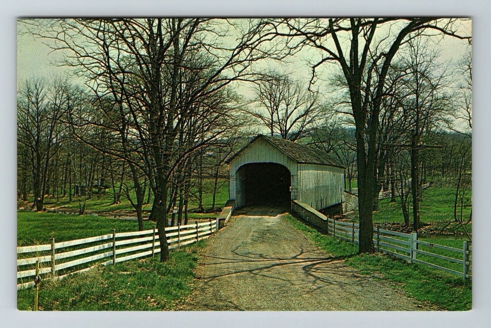 Bucks County Bridge PA-Pennsylvania, Knecht's Covered Bridge, Vintage Postcard