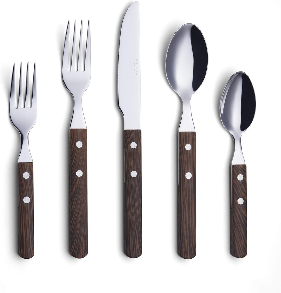 Elegant Mirror Polished 20-Piece Stainless Steel Flatware with Rivet Handles