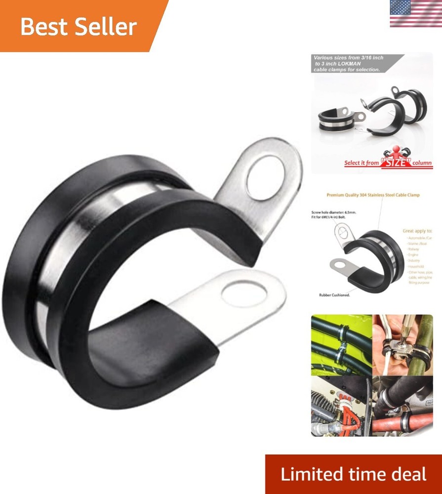 3/8 Inch Marine Grade Stainless Steel Cable Clamps with Rubber Insulation