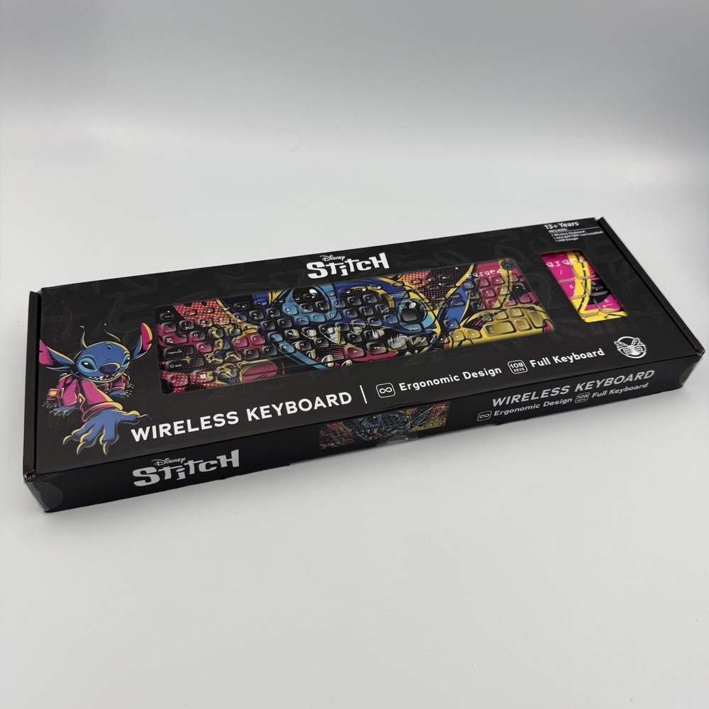 NIB Disney Stitch Wireless Keyboard Ergonomic Noise Reduction Design Keycap-image