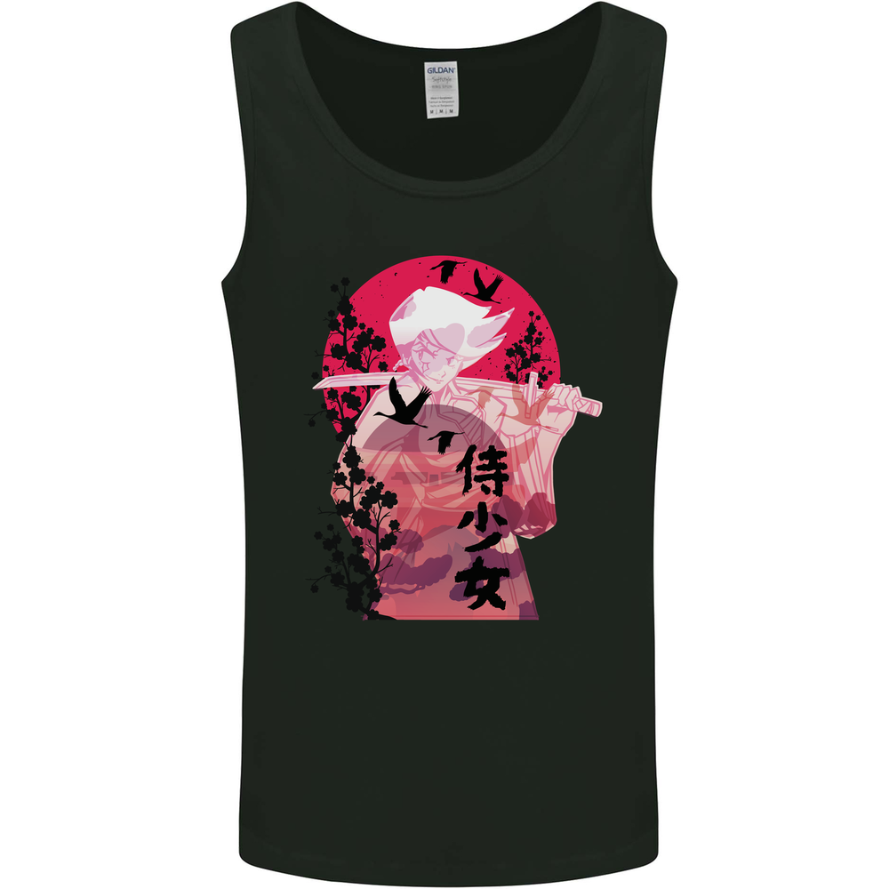 Anime Samurai Woman With Sword Mens Vest Tank Top