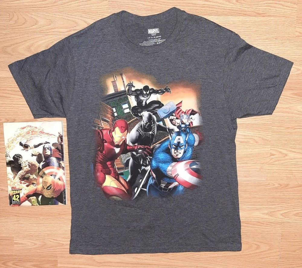 MARVEL COMIC BOOK & MEN'S TEE GREY LG T-SHIRT 20
