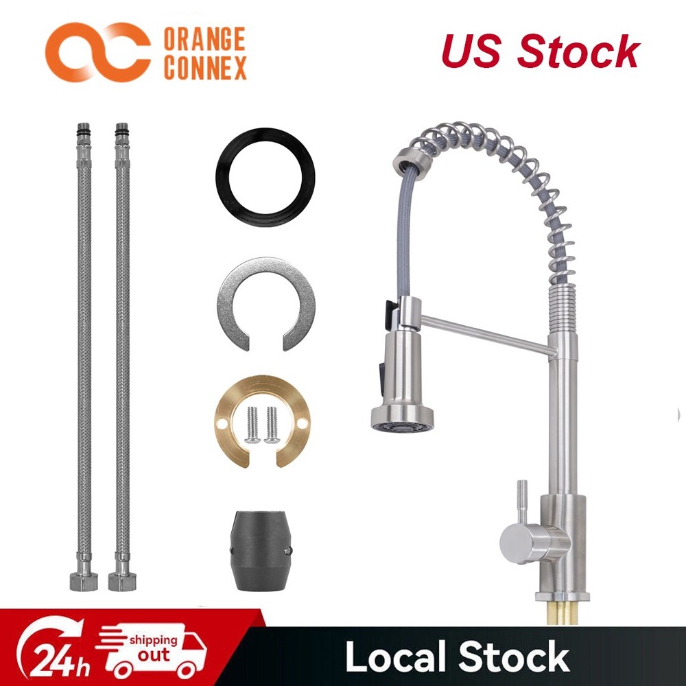 Kitchen Sink Faucet stainless steel Swivel Single Handle Pull Down Sprayer Mixer