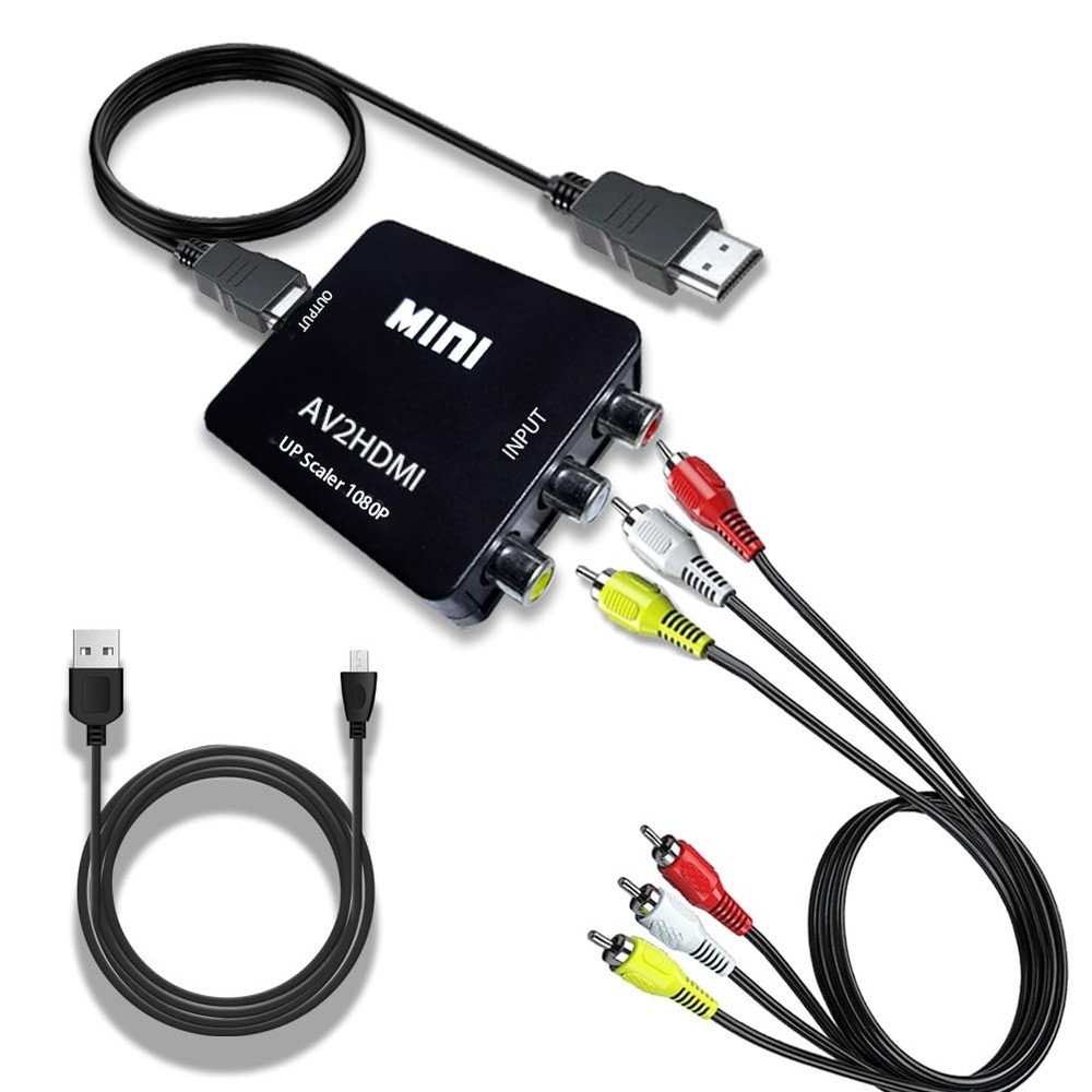 RCA to HDMI Converter 1080P AV Composite CVBS to HDMI Adapter Pack Set