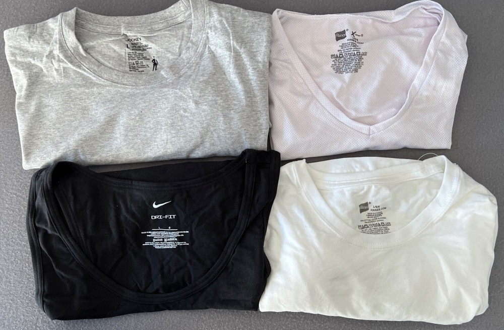 Nike Hanes Jockey lot 4pc large tank crew v-neck tops gray white black NWT