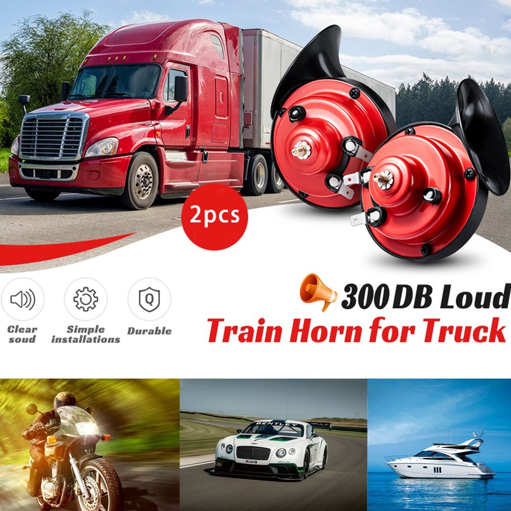 2 Pack 12V High Low Tone Universal Fit Super Loud Car Horn